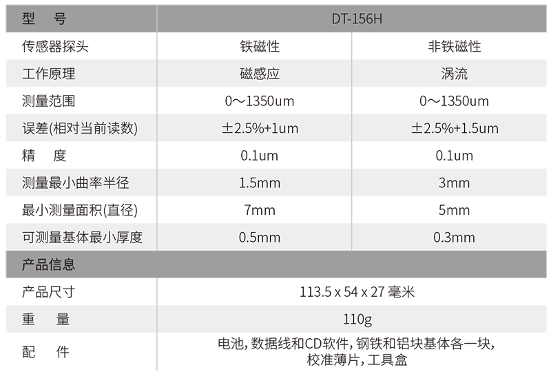 DT-156H涂镀层测厚仪参数