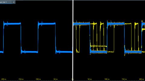一般波形捕获率（左）与450万波形／秒（右）一般波形捕获率（左）与450万波形／秒（右）