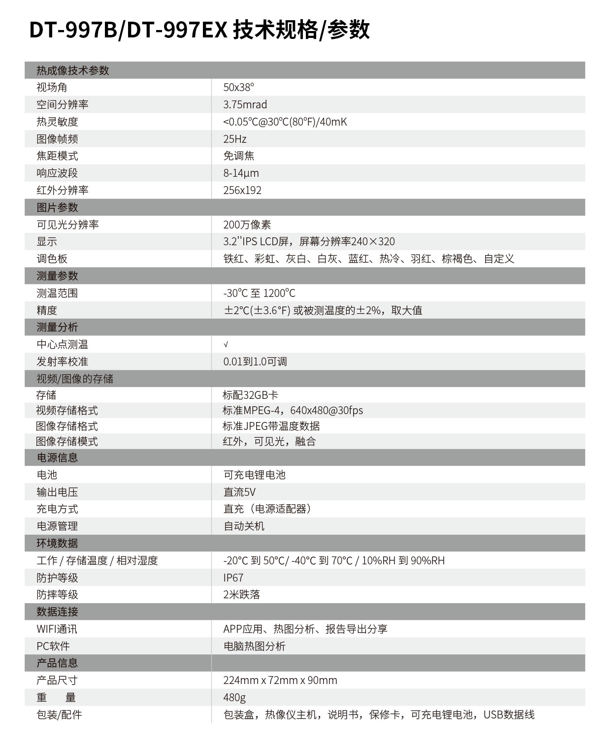 DT-997B/997EX系列 防爆防护型红外热像仪