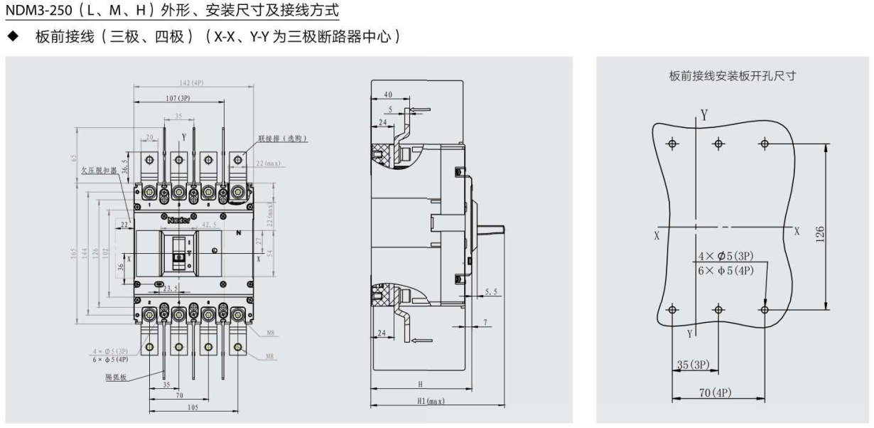 NDM3-250的外形与接线