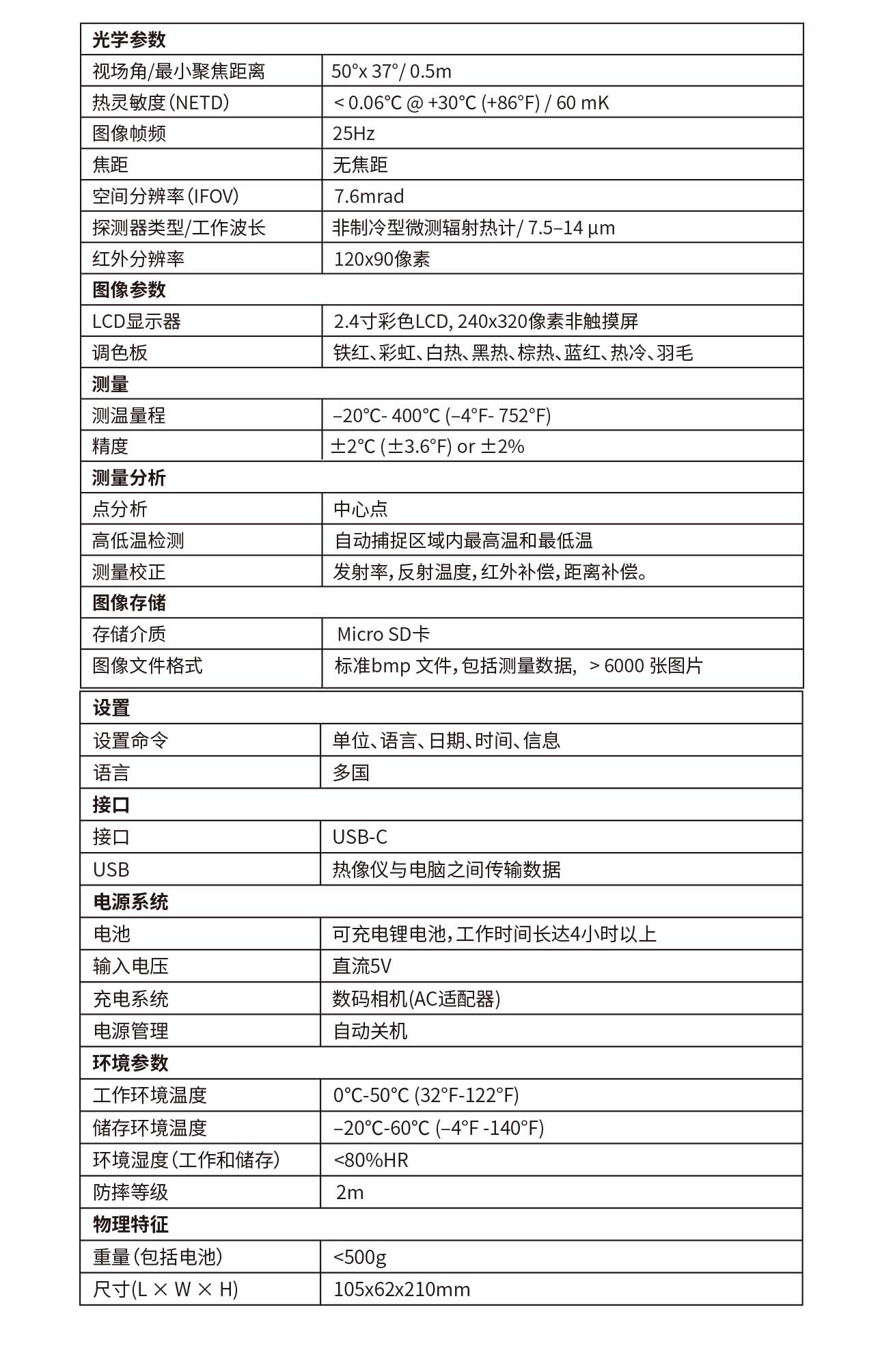 DT-874Z专业工具型红外热成像仪参数