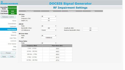 R&S SFD 图形用户界面－－信号损伤配置