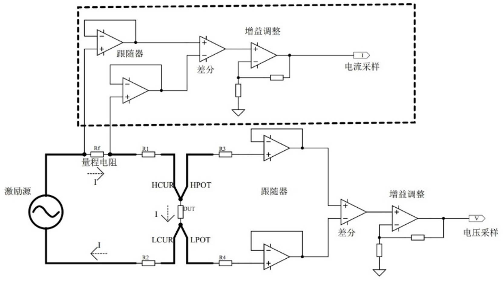四端测量技术原理如下: